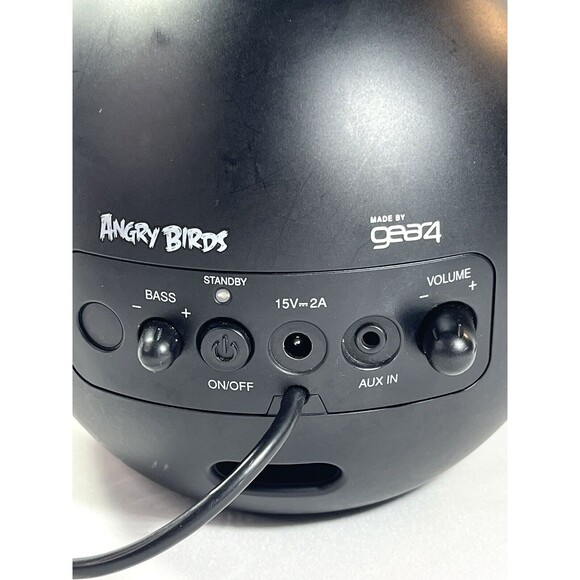 Gear4 Angry Birds Black Bird Speaker Only Bass Boost Aux Input Tested & Working - Picture 5 of 10